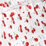 EZwear Top de tubo con estampado de cerezas y ribete de volantes fruncido para el verano