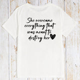 LUNE Camiseta de manga corta impresa con eslogan "Amor" para mujer casual para verano