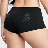 ROMWE Grunge Punk Ropa Interior Boyshorts Con Estampado De Calavera De Diamantes De Imitacion