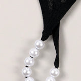 Tanga con perlas bordadas para mujeres con cadena de baja altura y G-string