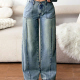 EZwear Jeans de pierna recta simples y versatiles para mujeres, para uso diario