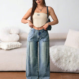 EZwear Jeans de pierna recta simples y versatiles para mujeres, para uso diario