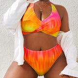 Swim Vcay Conjunto de bikini de dos piezas para talla extra y tamano grande con diseno degradado y sujetador para playa de verano, ideal para vacaciones