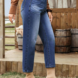 LUNE Jeans informales para mujer con pierna recta y bolsillos