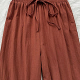 WYWH Conjunto de 2 piezas para mujer con pantalones rectos de cintura alta con cuello halter y borde de volante