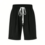 LUNE Pantalones cortos de cintura con cordon de unicolor para mujer con bolsillos diagonales para el verano