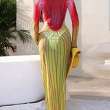 VCAY Vestido de cubierta traslucido para mujer en anos bloques de color con diseno traslucido y atractivo