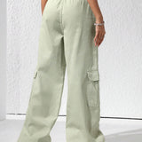 EZwear Pantalones Jeans para mujer estilo unicolor, con cordon, sencillos y de uso diario