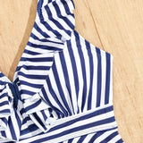 Swim Lushore Top de tankini con ribete de volantes a rayas de moda para mujer en la playa de verano con Bottom