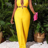 NEW  Slayr New Arrival Sexy Hollow Out Vacation Jumpsuit With Loose Long Fit And Cutout Detailing - E