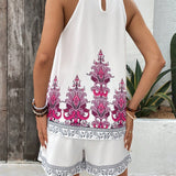 LUNE Conjunto de top sin mangas y pantalones cortos con estampado bohemio de cachemira para ir de vacaciones de verano