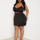 NEW  Slayr Plus Size Black Ruffle Hem Skirt