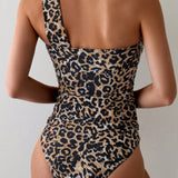 Swim Conjunto de traje de bano de leopardo dividido al azar para mujeres