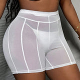 Slayr Pantalones cortos de mujer de color solido conciso con huecos
