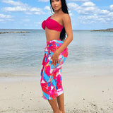 SXY Falda estampada tie-dye de adelgazamiento para mujer para vacaciones en la playa con banda de cintura