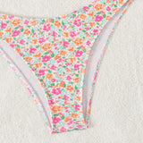 Swim Conjunto de bikini de verano con estampado floral para mujeres, simple y con moda, con ropa de bano separada para vacaciones en la playa