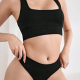 Leisure Conjunto de ropa interior de mujer sin costuras con tejido integrado y elasticidad en Jacquard