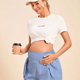 Pantalones cortos casuales sueltos de cintura alta para mujeres embarazadas