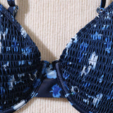 Swim Vcay Parte superior del bikini con fruncido impreso de moda para mujer de talla grande para el verano en la playa