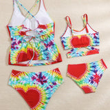 Swim Conjunto de bikini para mujer de playa de verano con tenido anudado, espalda cruzada con cordones, Set de vestimenta a Set para mama y yo (se vende por separado)