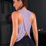 Yoga Basic Top de deporte casual de verano para mujer con estampado geometrico, cuello en V, y tirantes para el gimnasio