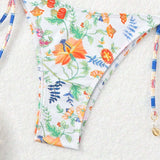 Swim Vcay Conjunto de bikini halter con estampado floral para mujeres, simple y moderno, ideal para vacaciones