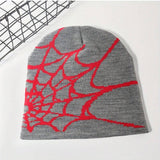 Gorro de punto Jacquard de red de arana para mujer, estilo Y2K versatil y elegante para otono e invierno, calido, transpirable, para deportes al aire libre o ropa informal en la calle, para hombres y mujeres