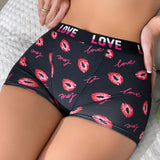 Boxer Briefs impresos con labios y letras divertidas unicos para mujeres