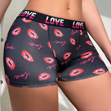 Boxer Briefs impresos con labios y letras divertidas unicos para mujeres