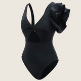 Swim Traje De Bano De Una Pieza Para Mujeres Con Diseno Perforado Y Con Borde Con Volantes