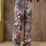 Tall Pantalones Jeans informales de mezclilla para mujer con estampado de graffiti y bolsillos de corte holgado