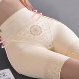 Pantalones de control del vientre de encaje con cintura alta para mujer con realce del trasero