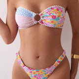 NEW  Swim Mod Conjunto de bikini estampado para mujer con estilo de vacaciones (estampados aleatorios)