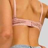 Sujetador bralette rosa de encaje para adolescente, tipo ajustable fino, alambre de soporte lateral, push-up y comodo para uso diario