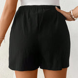 Pantalones cortos casuales de maternidad de verano con cintura solida, cordon de ajuste y bolsillos