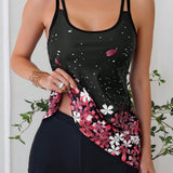 Swim Lushore Camiseta y pantalon corto de Tankini para mujer con estampado floral, adecuado para verano, playa y piscina, verano en la playa