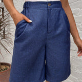 EMERY ROSE Shorts de unicolor con bolsillo sesgado para verano