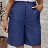 EMERY ROSE Shorts de unicolor con bolsillo sesgado para verano