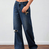 Forever 21 Jeans vintage de pierna ancha recta lavado y desgastado
