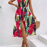 VCAY Tropical Printed Romper With Spaghetti Straps, Spring/Summer
