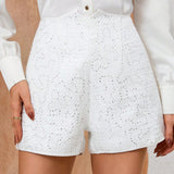Prive Shorts con cuentas de diseno exquisito con cinturilla alta para el verano