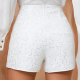 Prive Shorts con cuentas de diseno exquisito con cinturilla alta para el verano
