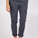 Pantalones casuales de unicolor con cintura ajustable mediante cordon y ajuste estrecho al Body