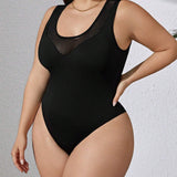 ajustado body de una pieza negro de a grande para mujer con a de verano de estilo elegante casual con dees de malla calados franceses transparentes para uso diario y elegante