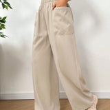 EZwear Pantalon Largo Holgado De Colores Solidos De Moda Para Mujer Para Ocio Hogareno De Primavera Y Verano