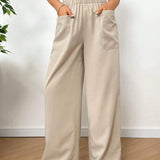 EZwear Pantalon Largo Holgado De Colores Solidos De Moda Para Mujer Para Ocio Hogareno De Primavera Y Verano