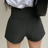 DAZY Shorts de mujer ajustados con corte recto, cierre de cremallera y bolsillos