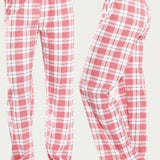 1 pieza de Pantalones de pijama a cuadros rosa clasico, ropa suelta de salon para mujeres, pijama de dormir con estampado de cuadros