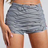 BAE Pantalones cortos de carga grises solidos con decoracion complicada de correas y estilo moderno para mujeres, tallas pequenas