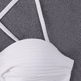 DD+ Top de bikini con pecho cruzado simple de color solido para vacaciones para mujer